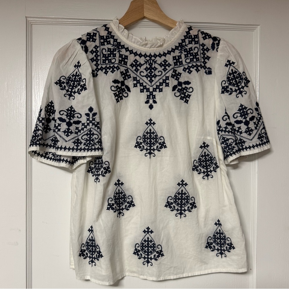 NWT Boden embroidered high neck blouse